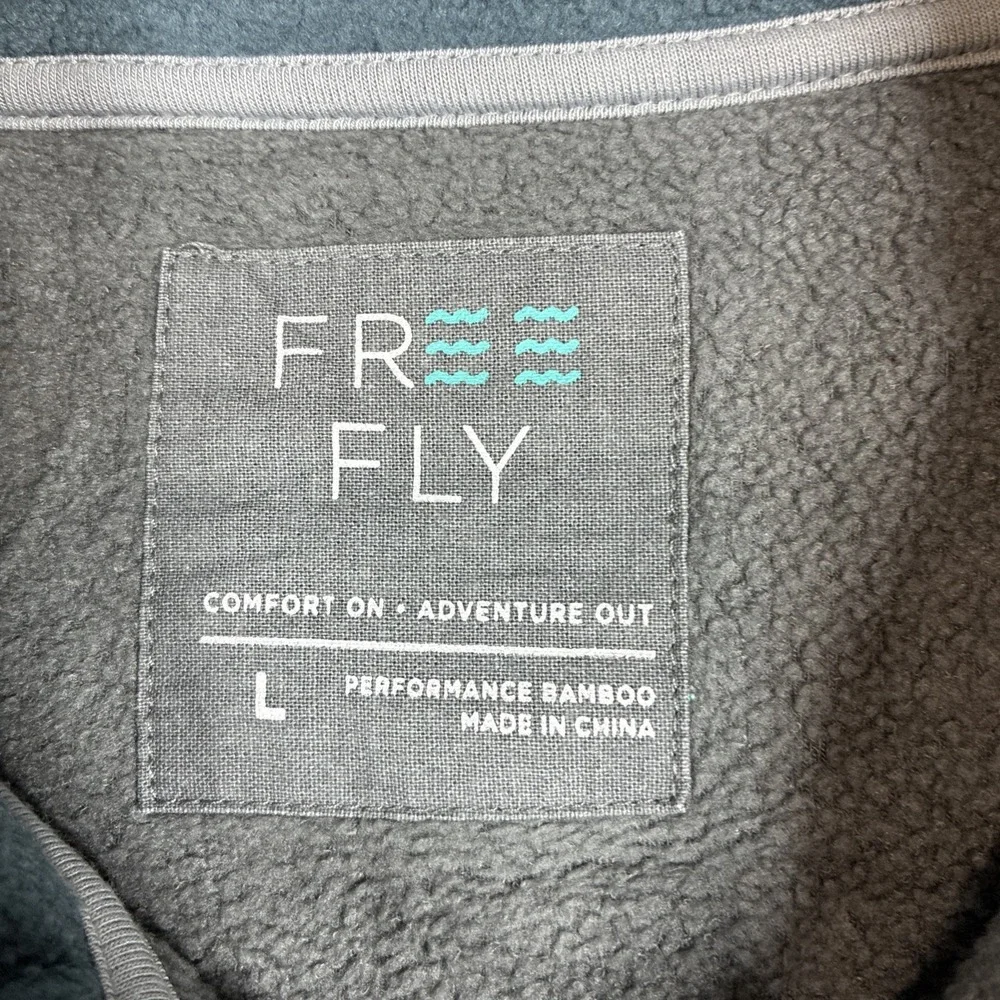 Free Fly Sweater Mens Gray 1/4 Snap Fleece Bamboo Large Casual Preppy Outdoors